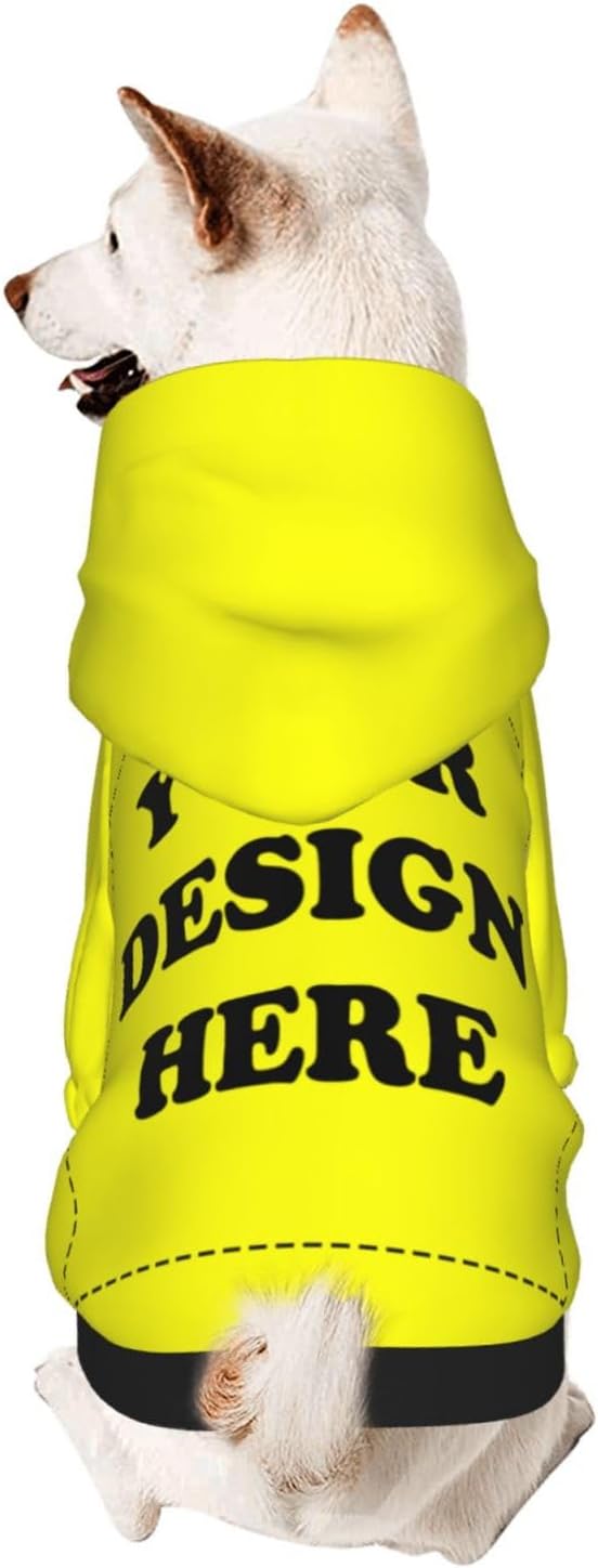 Personalized Chihuahua Dog Hoodie, Custom Pet Warm Sweatshirt Costume with Name Number Photo, Customize ID Clothes for Pupppy Kitten Dogs Cats, Yellow, XXS