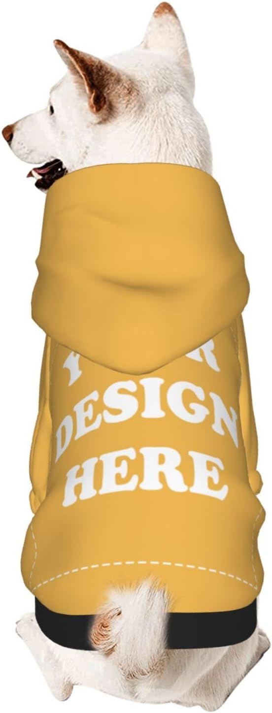 Dog Costume, Custom Dog Hoodie, Dog Name Costume Holiday Pet Pajamas Outfit, Personalized Pet Coat Costumes for Small Medium Large Dogs and Cats for Winter, Gold, S