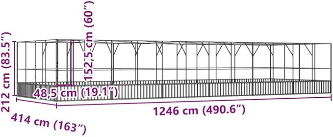 Outdoor Aviary Bird Cage, Galvanized Steel Outside Ample Activity Space Birdcage, 490.6"x163"x83.5", -278