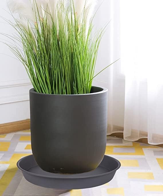2 Pack of 10 inch Plant Saucer Gray, Heavy Duty Plastic Plant Saucer 10 inch Round, Durable Plant Tray for Pots, Plant Saucers for Indoors, Plant Trays for Planter 9"/10" (10", Cement)