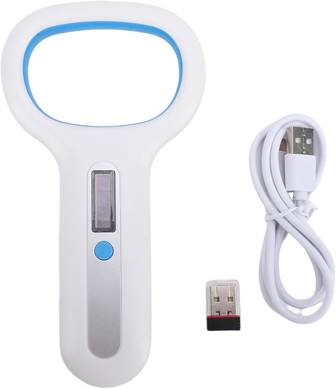 HEEPDD Pet Microchip Scanner, Trackers Reader for Dogs and Cats with OLED Display and Connectivity for Vet Professionals Pet Microchip Scanner, Rechargeable Nan Gardening (White)