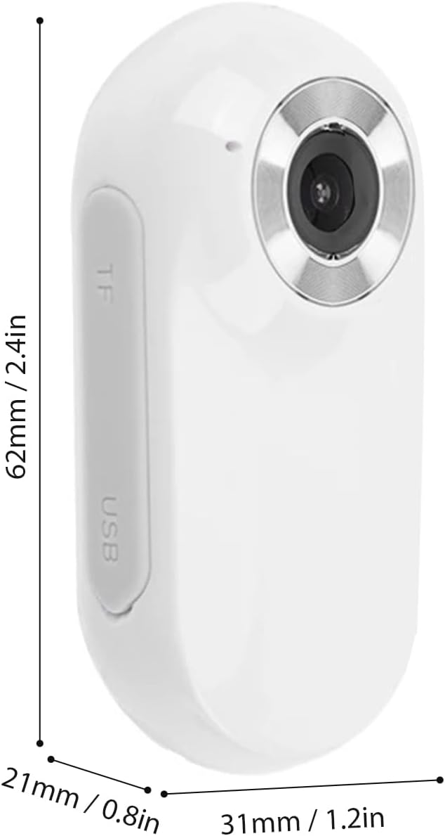 Pet Camera, 1080P Pet Collar Camera with 90 Wide Angle Lens Sports Action for Dogs Cats (White)