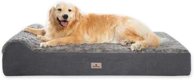 Jumbo Orthopedic Dog Bed for Large Dogs - 7-inch Thick Memory Foam Dog Bed with Pillow Removable Cover Machine Washable, Giant | 50 inch, Dark Gray