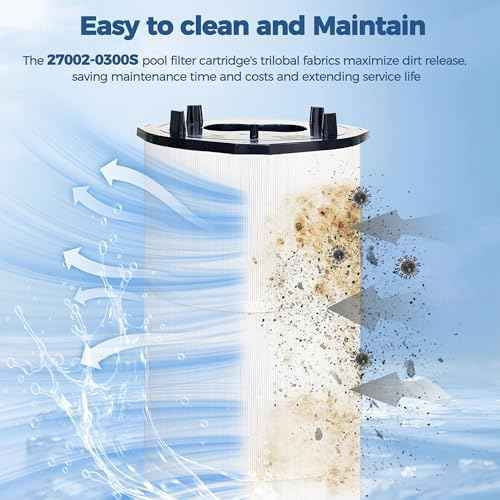 27002-0300S Pool Fliter Compatible with sta-rite PLM300 and System 2 Pool and Spa Cartridge Filter Modular Media, Replacement for sta-rite 27002-0300S DE Pool and Spa Filter,300 sq.ft