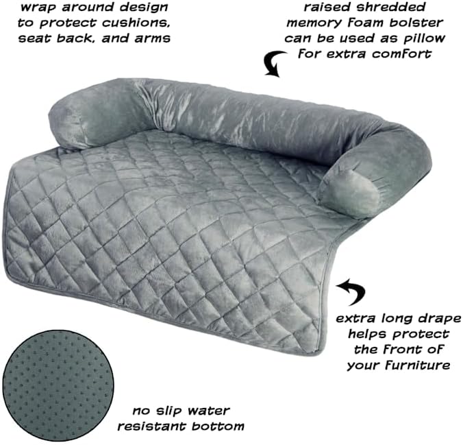 PETMAKER Furniture Protector Pet Cover with Bolster for Dogs, 30.5" L X 30" W, Gray