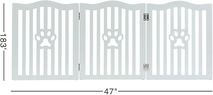 Pet Gate, Wooden Free Standing Dog Gate for Small Dogs and Cats. Great Folding Fence for Doorways, Halls, Stairs. Grey