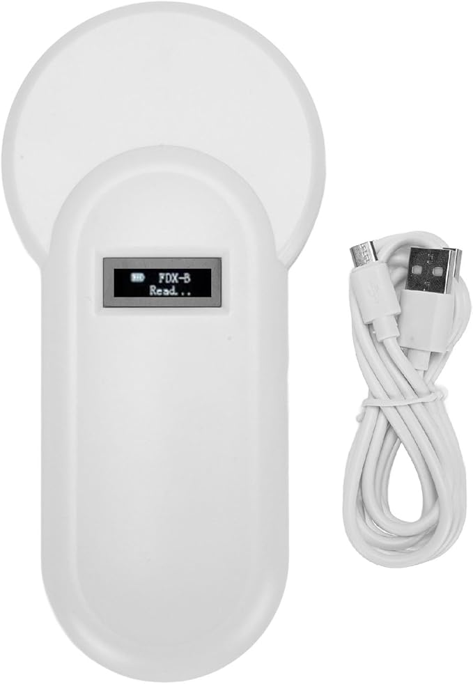 Fafeicy Handheld Animal Chip Reader, Rechargeable Pet Scanner with OLED Display for Dogs Cats Horses Pigs Cows Sheep, ISO11784 5 FDX B Compatible