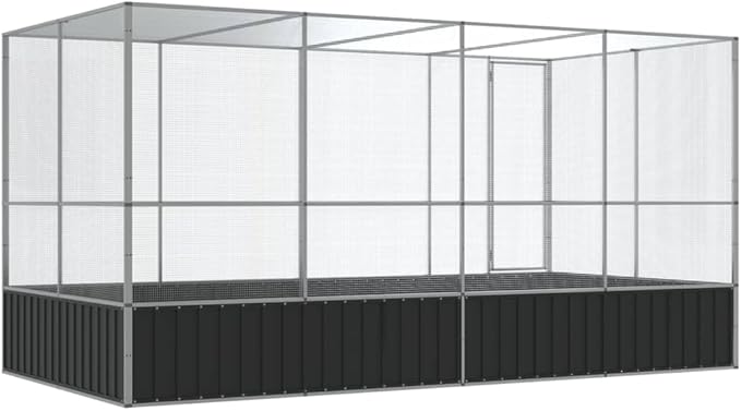 Outdoor Aviary Bird Cage, Galvanized Steel Outside Ample Activity Space Birdcage, 164.6"x81.5"x83.5", -268