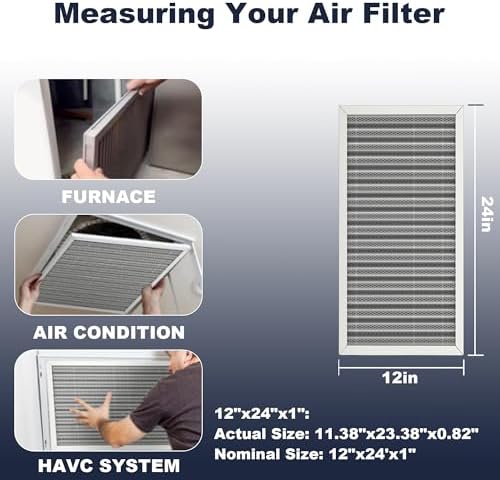 12x24x1 MERV 8 Washable Electrostatic HVAC Furnace Air Filter