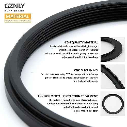 49mm to 52mm Step-up Adapter Rings Filter Adapter Black Metal Step Down Filter Ring Adapter Compatible with All Brand UV CPL ND Camera Lens Filter Stepping Rings (49mm-52mm)