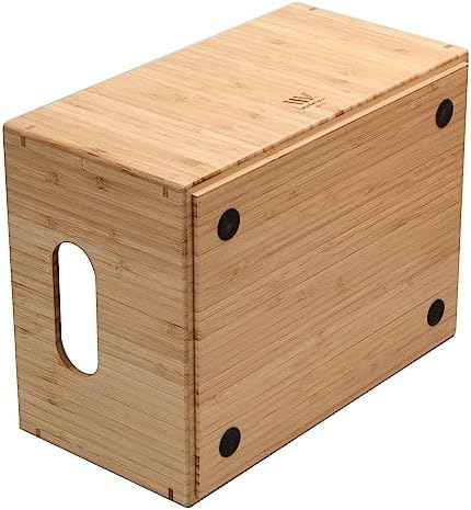 Bamboo Storage Box with Open Front Stackable Bin Organizer to use in