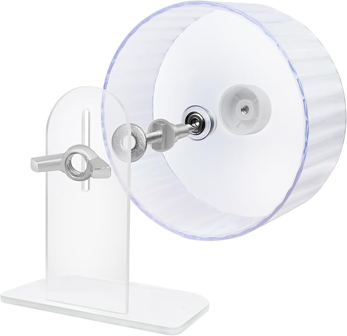 Silent Hamster Exercise Wheels - Fully Transparent, Height Adjustable Running Exercise Wheels for Various Small Animals (Medium)