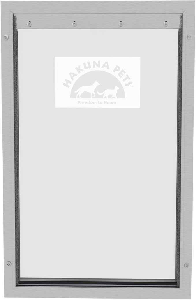 Hakuna Pets Deluxe Aluminum Pet, Cat and Dog Door with 2-Way Locking Panel for Screens, Doors and Walls up to 2.8" Thick, X-Large, Silver