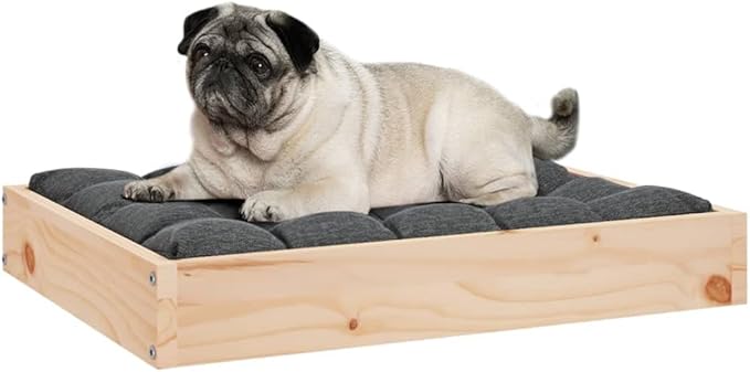 Solid Wood Pine Dog Bed, Solid Wood Pet Bed, Small Pet Furniture Cat & Dog Bed Frame, 24.2"x19.3"x3.5",-546