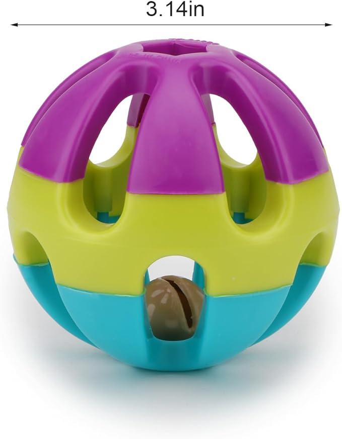 Hypeety Pet Parrot Toy Plastic Colorful Birds Ball with 1 Bell for Budgie African Grey Cockatoo Cockatiel Sun Conures 1 Ball