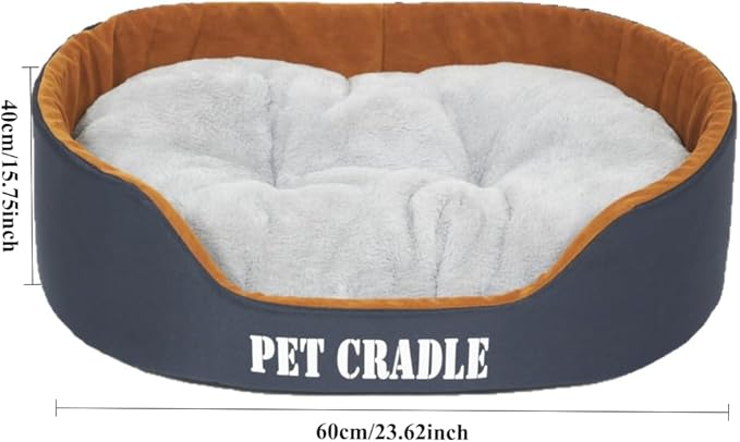Dog Bed Orthopedic Dog Couch Bed, Waterproof Pet Bed with Removable Washable Mat & Non-Slip Bottom(Blue,23.62''X15.75'')