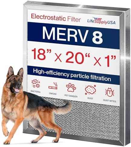 LifeSupplyUSA 18x20x1 MERV 8 Washable Electrostatic HVAC Air Filter