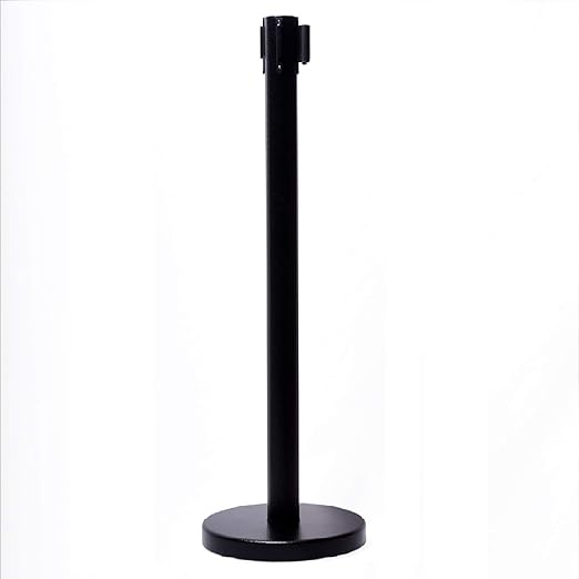 VIP Crowd Control Retractable Belt Queue Safety Stanchion Barrier Set, 36" Ht, 78" Blue Belt (2 Posts)