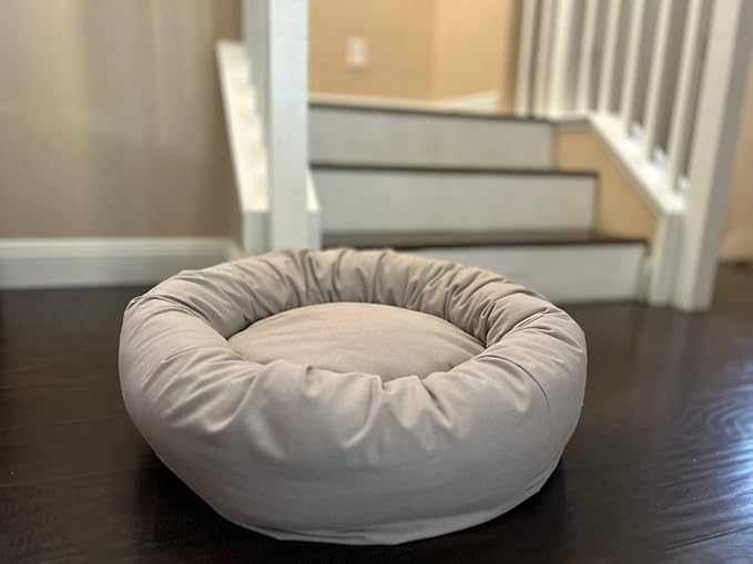 Organic Cotton Canvas Dog Bed: Removable Cover, Natural Fill - Made in USA (Gray, Medium 28" x 8" inches)