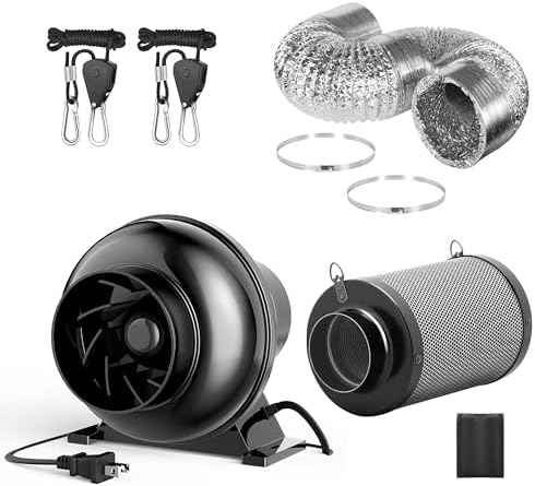 InfiniPower 4 Inch Inline Fan, 4" Black Air Carbon Filter, 8 Feet
