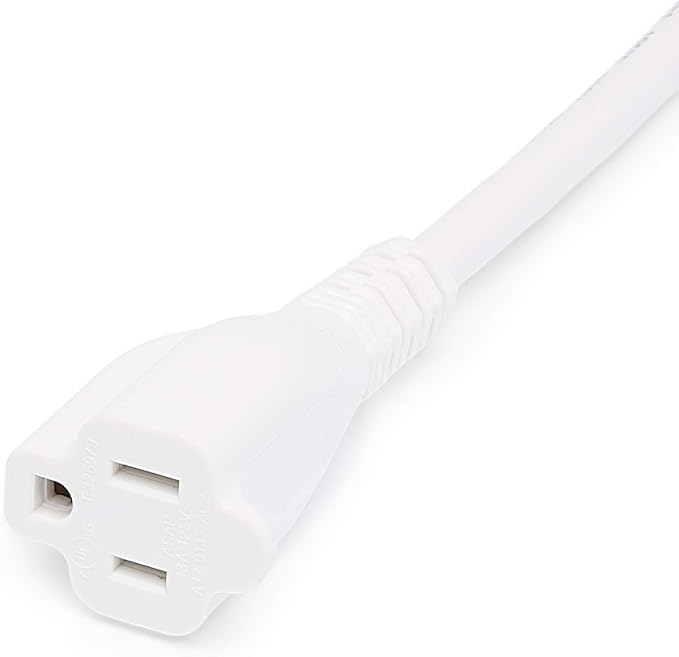 Amazon Basics Extension Cord, 13 Amps, 125V, 20 Foot, White - Pack of 2