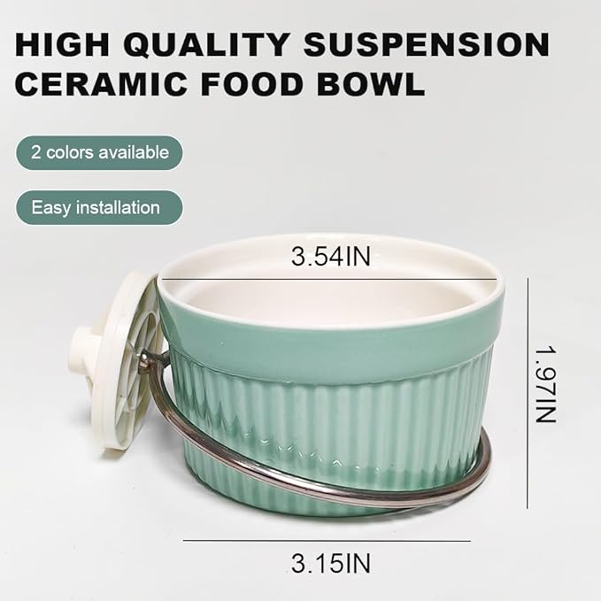 Ceramic Bird Feeder for Cage Bowl - Auto-Refill Easy Clean Dishwasher Safe Food Dish for Parrots Cockatiels & Small Birds