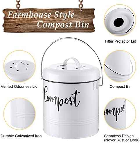 DAYYET Compost Bin Kitchen, 1.3 Gallon Farmhouse Kitchen Compost Bin