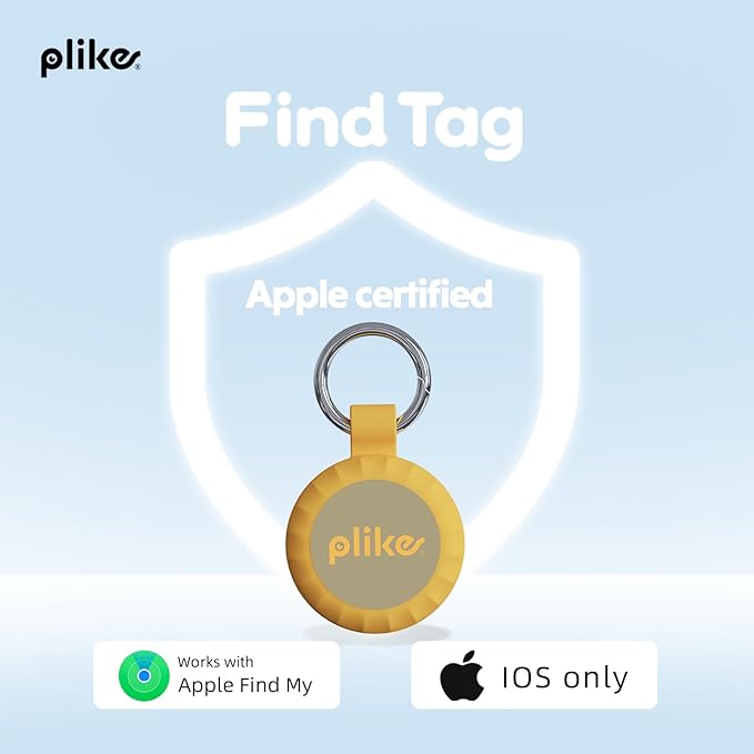 Plike Tracker for Dogs & Cats, Mini GPS Pet Tracker with Silicone Cover, with Apple Find My App (iOS Only), Real-time Positioning and Smart Alarm Pet Tracker, No Monthly Fee and Subscription