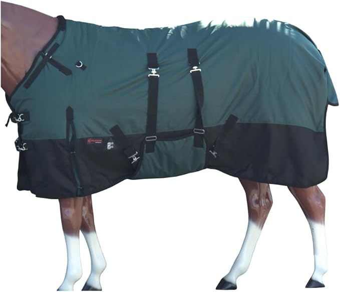 HILASON 1200D Winter Waterproof Poly Horse Turnout Blanket Belly Wrap Green | 66 in