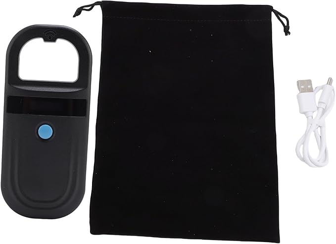 Pet Microchip Scanner, USB Interface Dual Frequency Animal Chip Scanner, Microchip Reader with Rechargeable Battery and Compact Design for Dogs, Cats, Pigs (Black)
