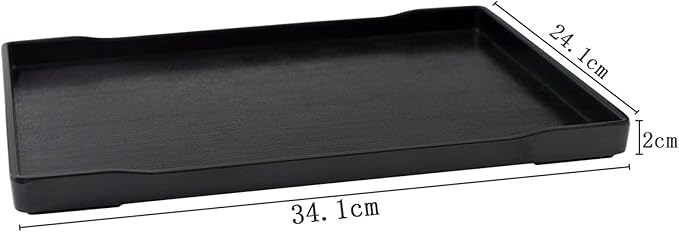 OMEM Reptile Bowl Large Food and Water Dish Enough Space Also Fit for Bath Simulated Wood Grain Surface (XL, Black)