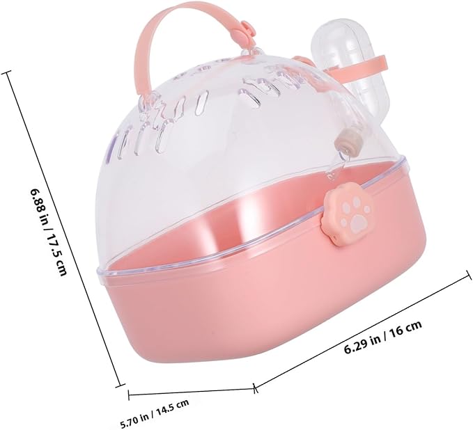 Small Pet Carrier Cage with Water Bottle Portable Hamster Travel Cage for Outdoor Use Pink Small Animal Carrier for Rabbits, Gerbils, and Birds