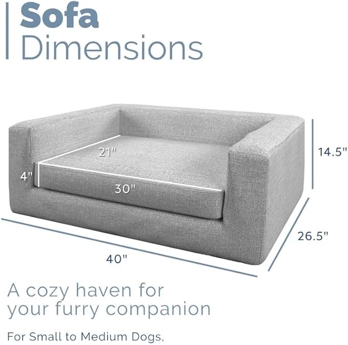 Premium and Luxury Elegant Dog Sofa Bed, Dog Bed, Dog Couches for Small to Medium Dogs with Removable Washable Cover, Elevated Dog Bed, Pet Furniture for Small to Medium Dogs, Gray