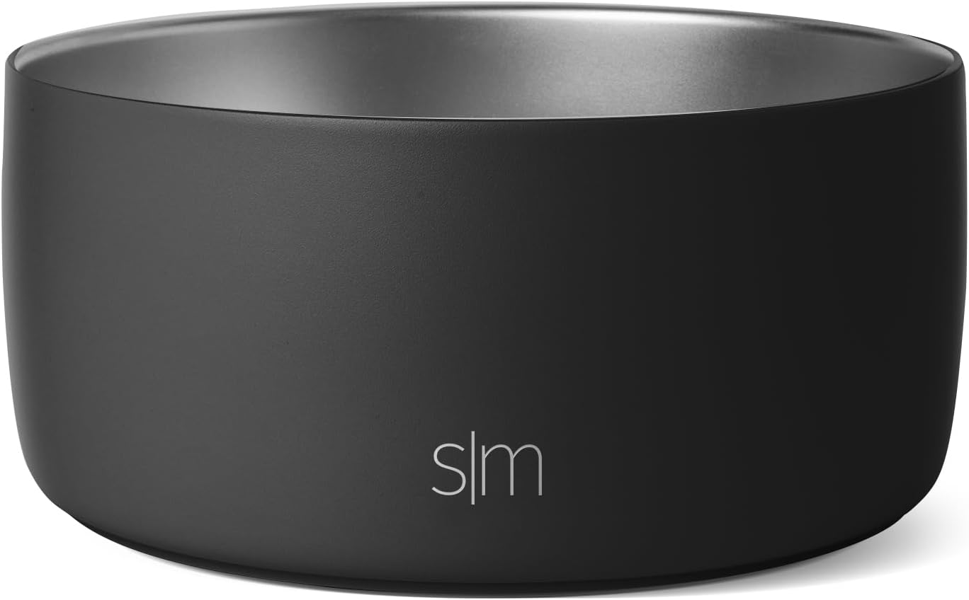 Simple Modern Stainless Steel Pet Water Bowl for Dogs & Cats | Insulated Stainless Steel Food Bowls for Dog Cat | No Tip No Slip BPA Free | Bentley Collection | Medium (4 Cups) | Midnight Black