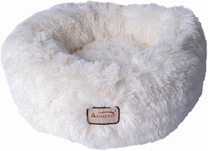 Plush Pet Bed - Ultra Soft Cuddler for Cats & Small Dogs - Skid-Free & Washable - 22x22x8