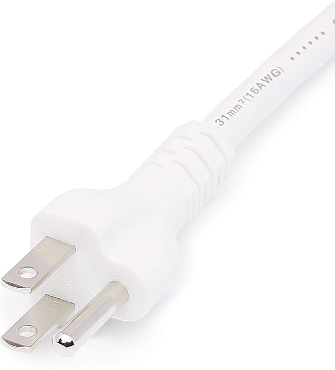 Amazon Basics Extension Cord, 13 Amps, 125V, 3 Foot, White - Pack of 2