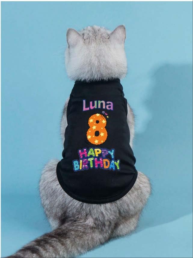 Custom Dog Birthday Shirt,Personalized Pet Apparel Print with Name Age Number,Pet Birthday Outfit,Lightweight Breathable Cotton Vest for Small Medium Large Dogs Cat (Pink, X-Large)