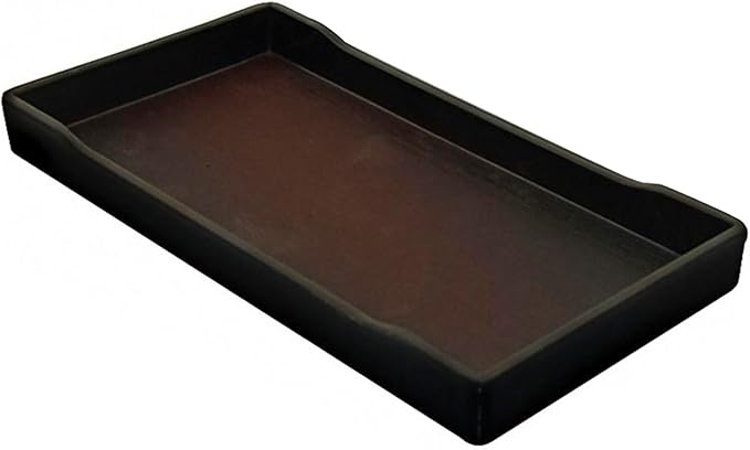 OMEM Reptile Bowl Large Food and Water Dish Enough Space Also Fit for Bath Simulated Wood Grain Surface (S, Black)