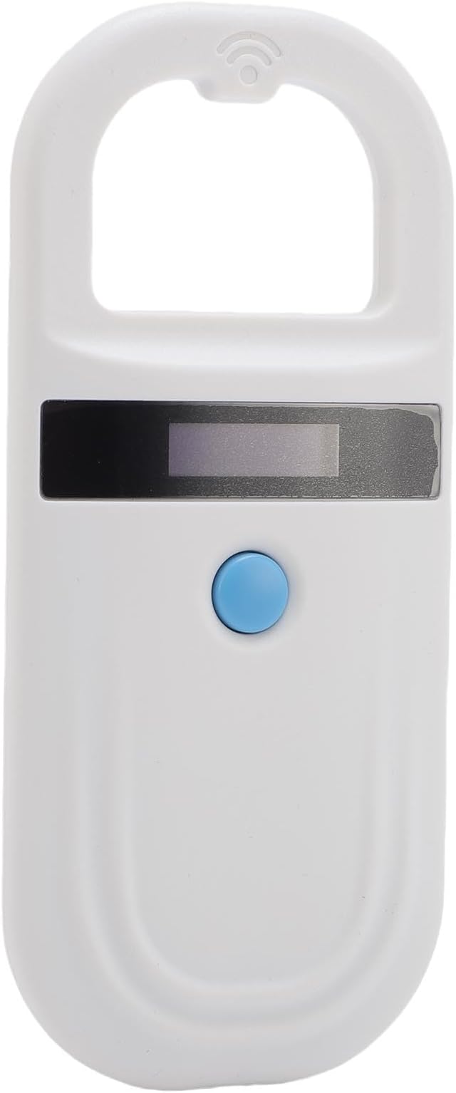Pet Microchip Scanner, USB Interface Dual Frequency Animal Chip Scanner, Microchip Reader with Rechargeable Battery and Compact Design for Dogs, Cats, Pigs (White)