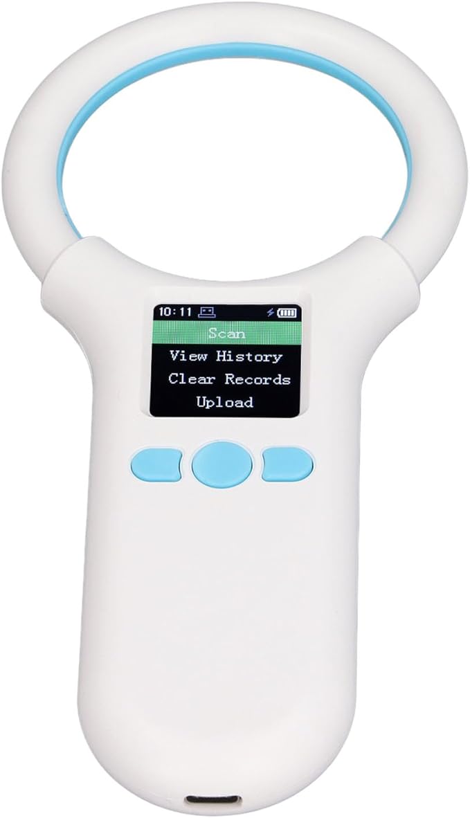 Animal Tag Scanner, BT 134.2khz 125khz EMID FDX B Handheld Pet Chip Reader, Organic LED Display Scanner with Fast Detection, Ideal for ISO11784 85 Microchips