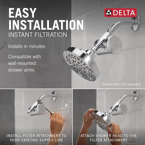 Delta Clarifi Standard Shower Filter Attachment Chrome with Additional Filter Cartridge, Chrome
