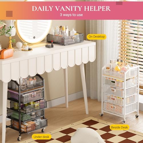 Goovilla Rolling Makeup Organizer Cart with Drawers, 5 Tier Metal, Black