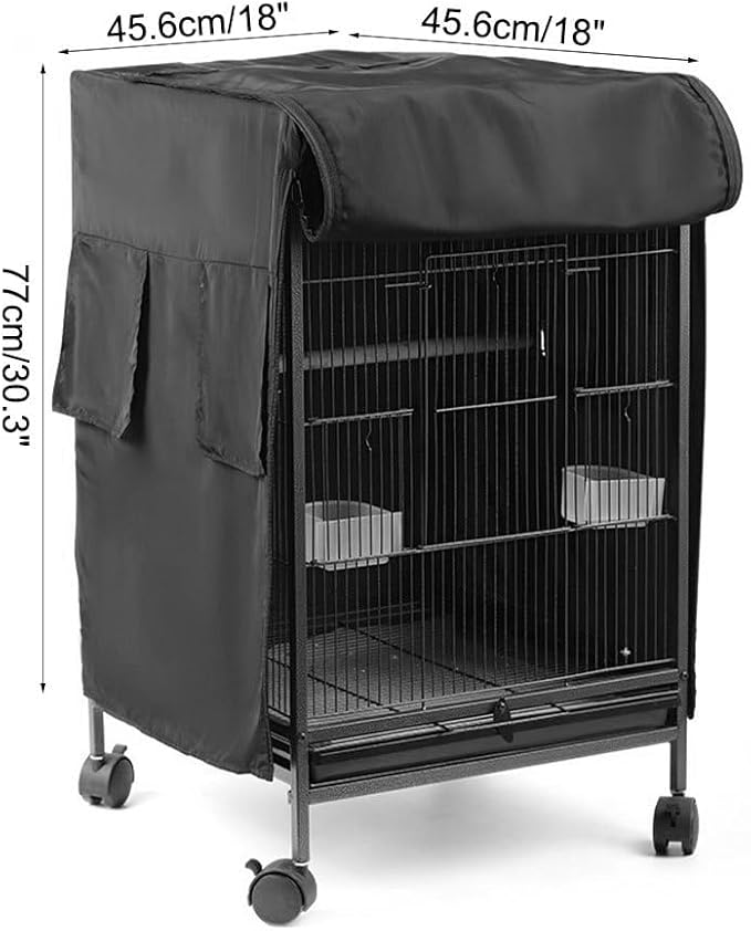DONGKER Birdcage Cover,Breathable Waterproof Windproof Parrot Cage Cover Shade with Zipper Panel for Parakeet Macaw Lovebird Without Cage(30.3"x18"x18")