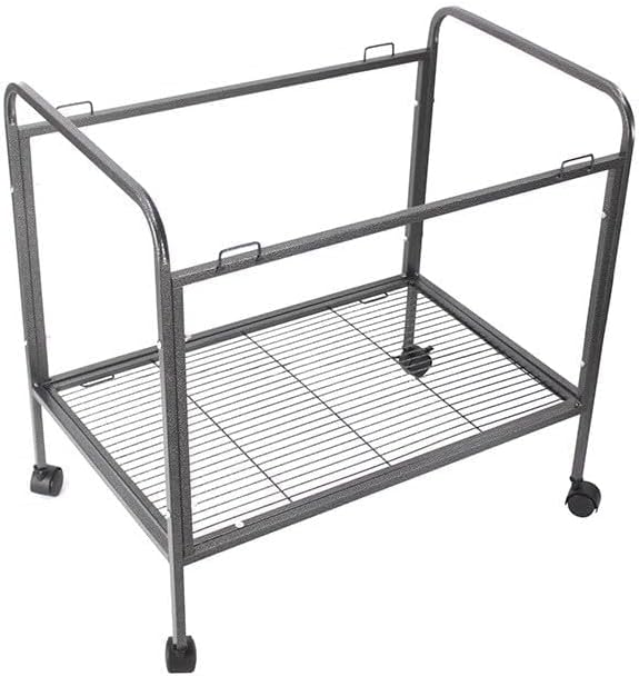 53'' Wrought Iron Birdcage with Detachable Rolling Stand & Feeder, Large Bird Cage with Secure Lock & Slide-Out Tray, Indoor Outdoor Bird Cage on Wheels,Parrot Cages for Parakeets, Pigeons, Black