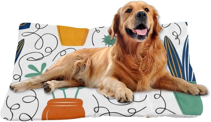 Houseplant Botanical Aesthetic Dog Beds and Furniture Cage Mat for Dog Crate Pet Pad Beds for Crates Washable Non-Slip Bed Small Crate Bed Washable Pet Mats Pillow Indoor Outdoor 36X24 Inch