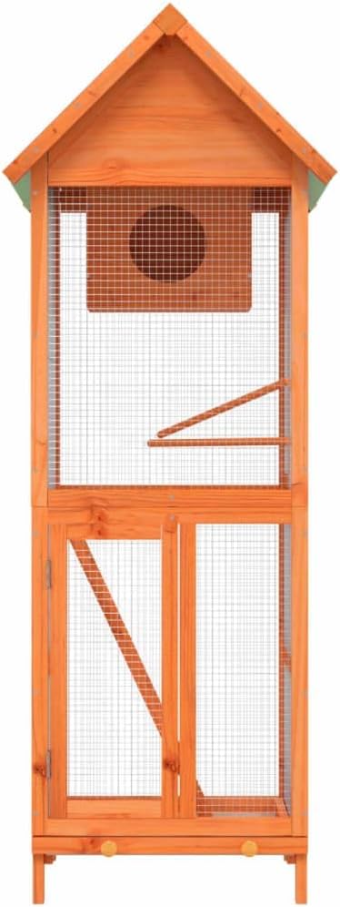Wooden Bird House Bird Cage, Bird Flight Cages Parrot Cage for Parakeet, Lovebirds, Ringneck, Cockatiels, 23.6"x23"x63" Solid Wood Pine,-422