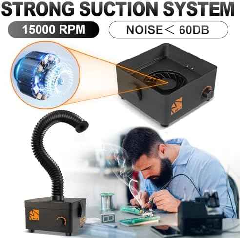 M-T Solder Fume Extractor, 80W 168m³/h Strong Suction Smoke Absorber with Carbon or HEPA Filter, 3-speed Adjustment for Soldering, Welding, 3D Printing