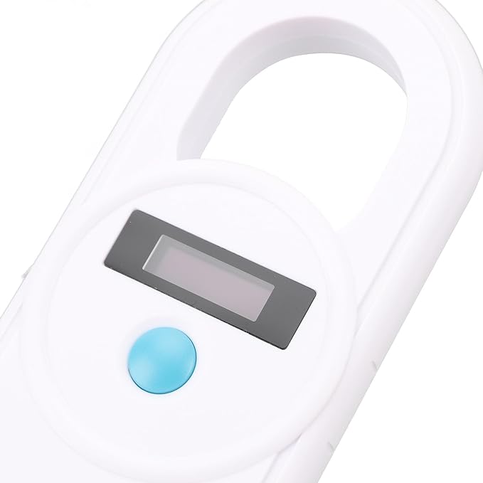 ANGGREK Pet Chip Scanner, Rechargeable Dual Frequency Store 128 Stores Information Easy to Use Portable Animal Tag Reader for Animal Hospitals (White)