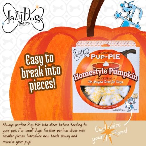 The Lazy Dog Cookie Co. Homestyle Pumpkin Pup-Pie – All Natural Dog Treat for All Occasions – Healthy Dog Cookies Made in USA – 6" Celebration Pie – Best Natural Treats for Dogs, 5 oz