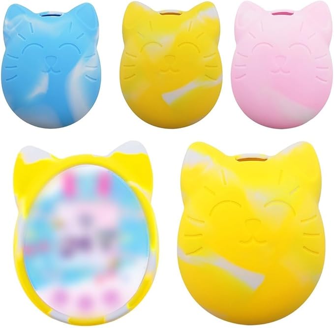 Silicone Protective Shell Case Cover Compatible with Digital Pet 4U/4U+/PS/Mix/Meets/IDL/ID, Soft Shock-Resistant Travel Storage with Chain, Purple(Yellow)